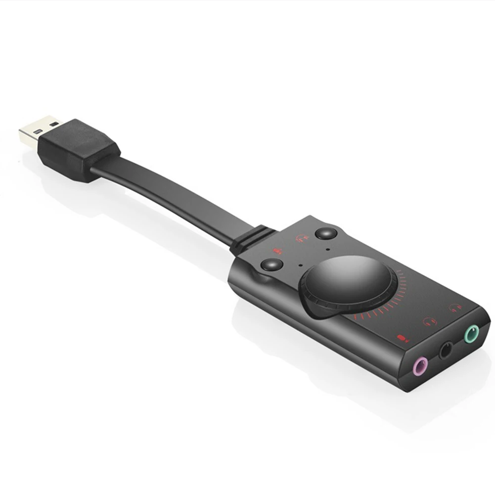 

S1 Desktop Laptops Volume Control Converter External Stereo Splitter Sound Adapter USB Microphone Sound Card Headset