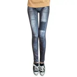 LITTHING Горячие Джинсы Для женщин Тонкий Стретч джинсовые штаны тела имитация ковбой высокой талией узкие обтягивающие леггинсы Для женщин