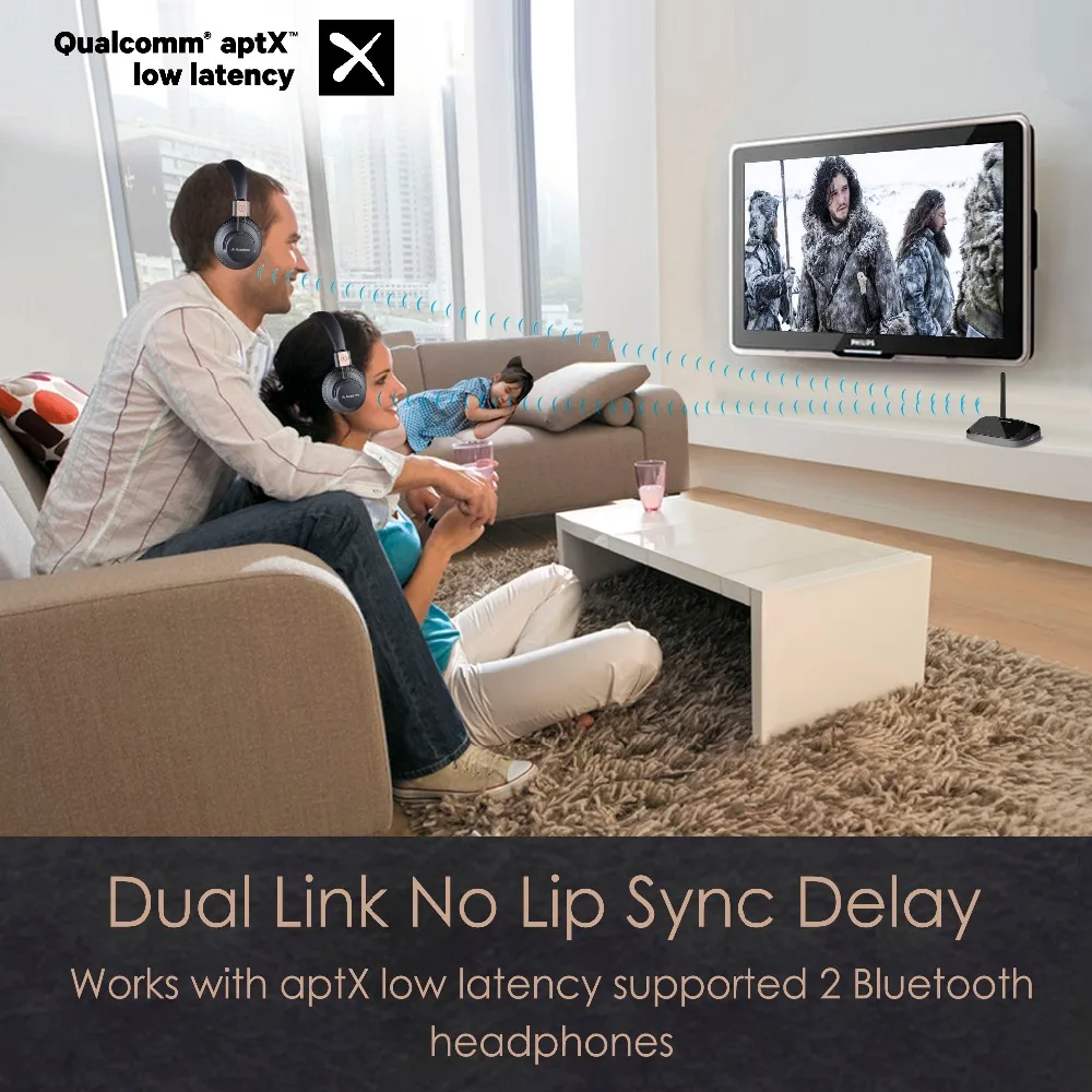 Новый сертифицированный aptX HD Bluetooth 5 0 передатчик для телевизора беспроводной