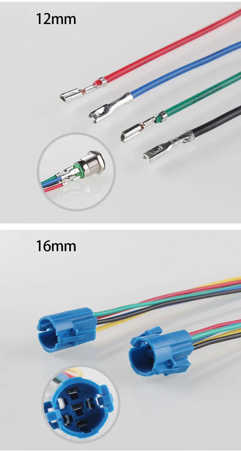 Разъем для металлической кнопки 12 мм 16 мм 19 мм 22 мм 25 мм 30 мм разъем для 5 контактов 6 контактов металлический кнопочный переключатель