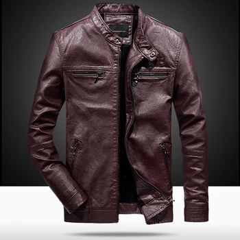 

Streetwear Men's Leather Jacket Coat Winter Motorcycle Leather Jacket Stand Collar Men's PU Jackets Coats Men's Clothing