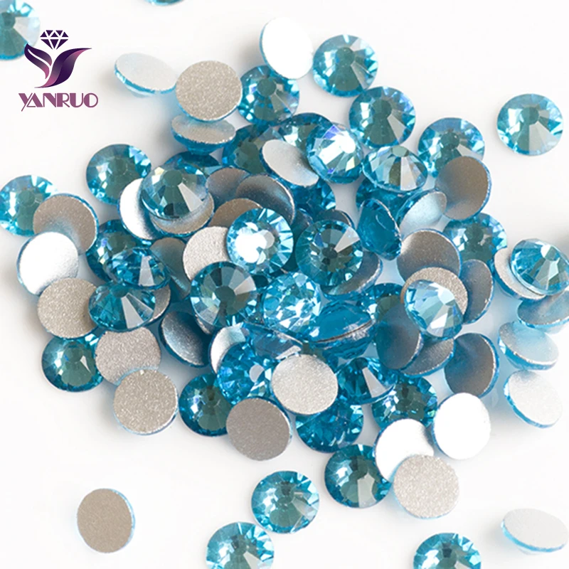 

Free shipping SS20 4.6-4.8mm Aquamarine shipment round rhinestones flat backs non hotfix