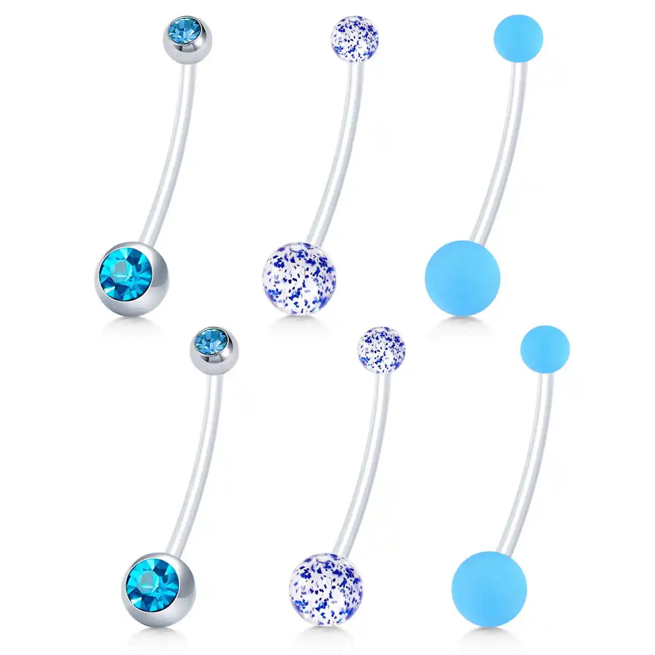 4pc 14g Bioflex Belly Button Retainers Clear Invisible Rings Bioplast Navel Plastic Retainer