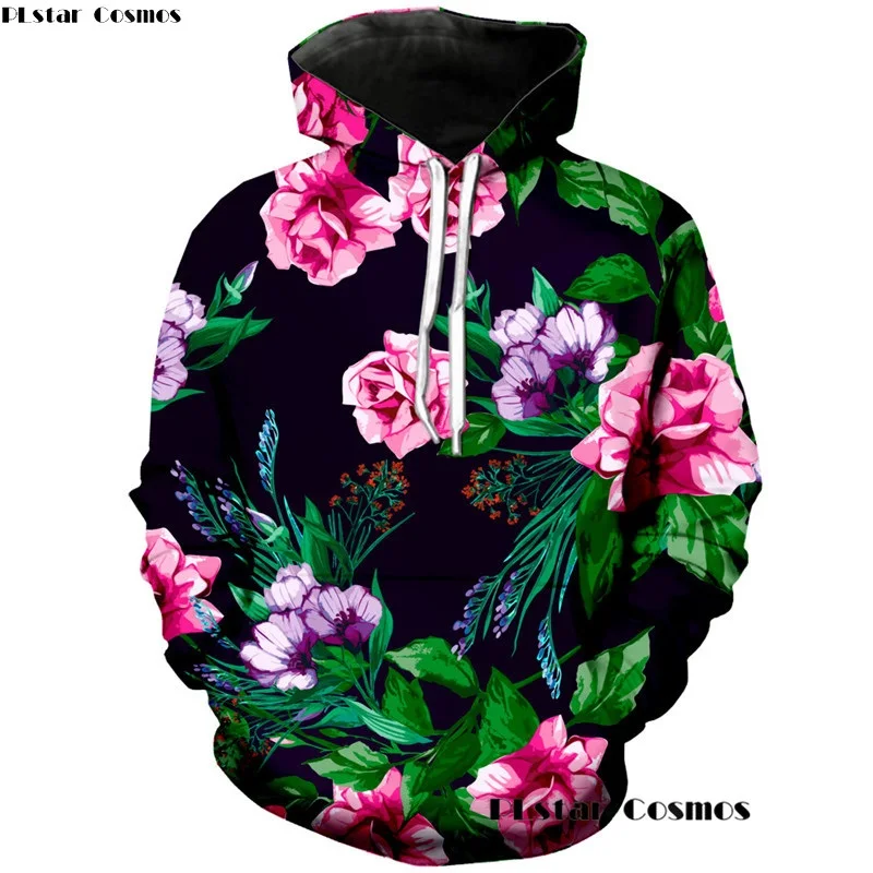 floral printed 3d hoodies