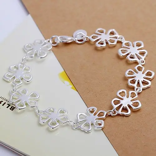 

H169 925 free shipping silver bracelet, 925 free shipping silver fashion jewelry Flower Bracelet /axzajpga aunajlua