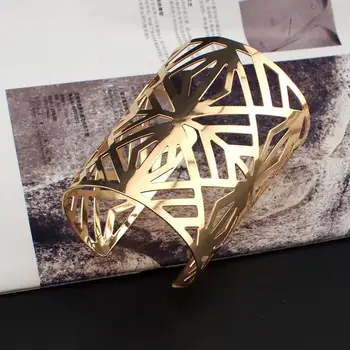 

MANILAI Hollowed-out Flower Metal Big Bracelets Cuff Bangles Bracelets Statement Jewelry Wholesale BL233