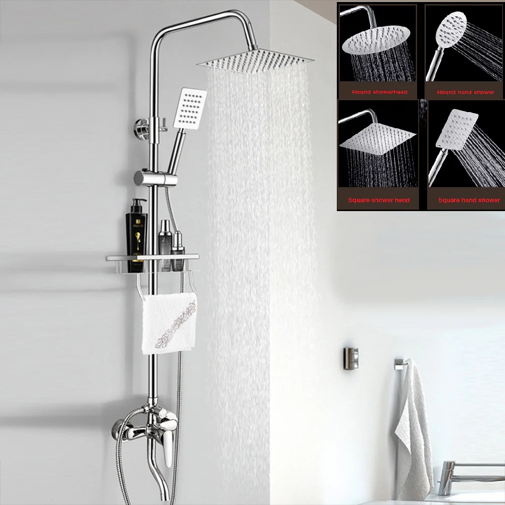 Shower Faucet with Shelf Shower System mischbattrie Shower Shower Fittings White