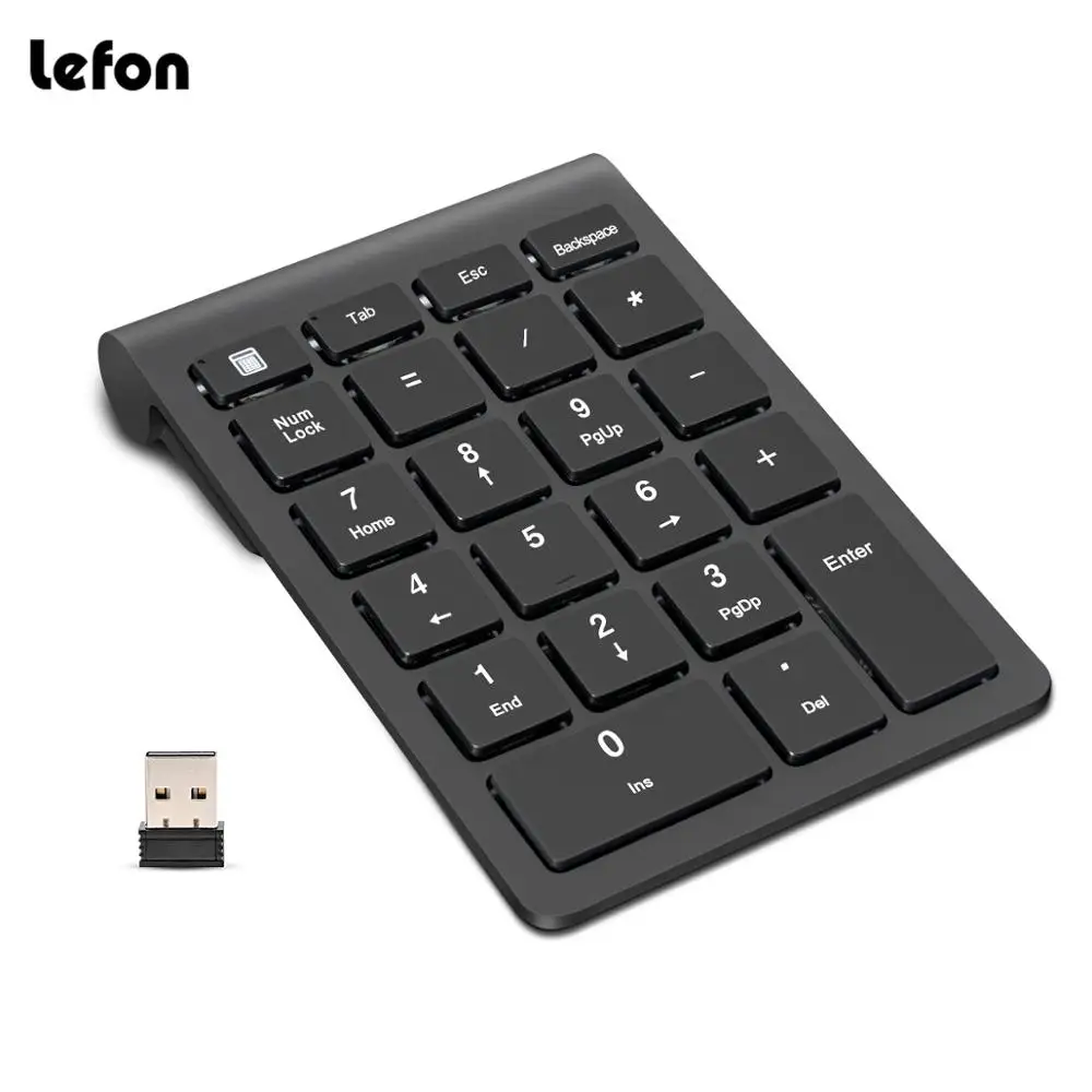 

Lefon Wireless Number Keypad Keyboard 22 Keys Numeric Pad with 2.4G Mini USB Receiver for Laptop PC Desktop Notebook