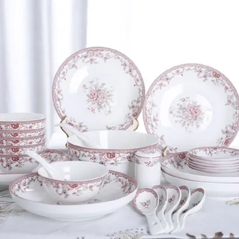 

Free shipping Bone china Guci tableware dishes set test simple household fresh bowl household gifts