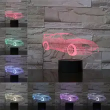 Гоночный спортивный автомобиль 3D лампа ночник RGB светодиодный многоцветный Праздничный Рождественский подарок для детей сенсорный датчик USB Батарея