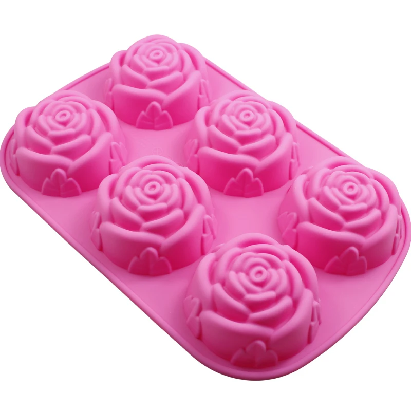 

1pcs 6-rose Flower Silicone Cake Ice Cream Chocolate Mold Soap Silicone Molds 3D Cupcake Bakeware Baking Dish Cake Pan