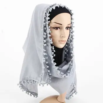 

Girl Hijabs Ladies Simple Solid Long Shawl Head Scarf Female Daily Wrap Hijab Plain Muslim Fashion Headscarf