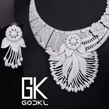 

GODKI Luxury Super Big Flower Cubic Zircon Crystal CZ Nigerian Jewelry sets For Women Wedding Indian Beads Jewelry Sets