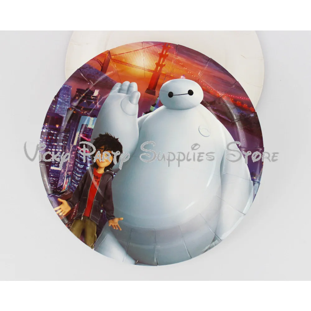 

6pcs/lot Big Hero 6 Theme Party Disposable 9inch Plate Paper Plate Birthday Baby Shower Party Plate Party Tableware Supplies