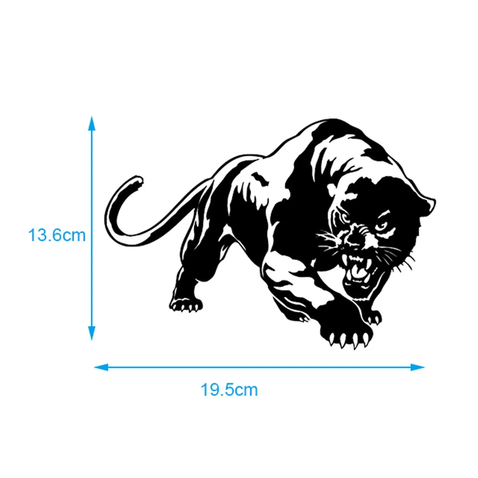 19.513.6CM Fiery Wild Panther Hunting Car Body Decal Car Stickers Motorcycle Decorations BlackSilver (7)