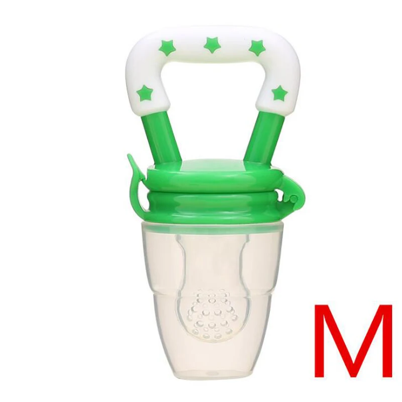 Детские игрушки, портативная Детская Соска с фруктами, силиконовая безопасная соска для кормления, игрушки-прорезыватели для детей 3+ месяцев - Цвет: Green M
