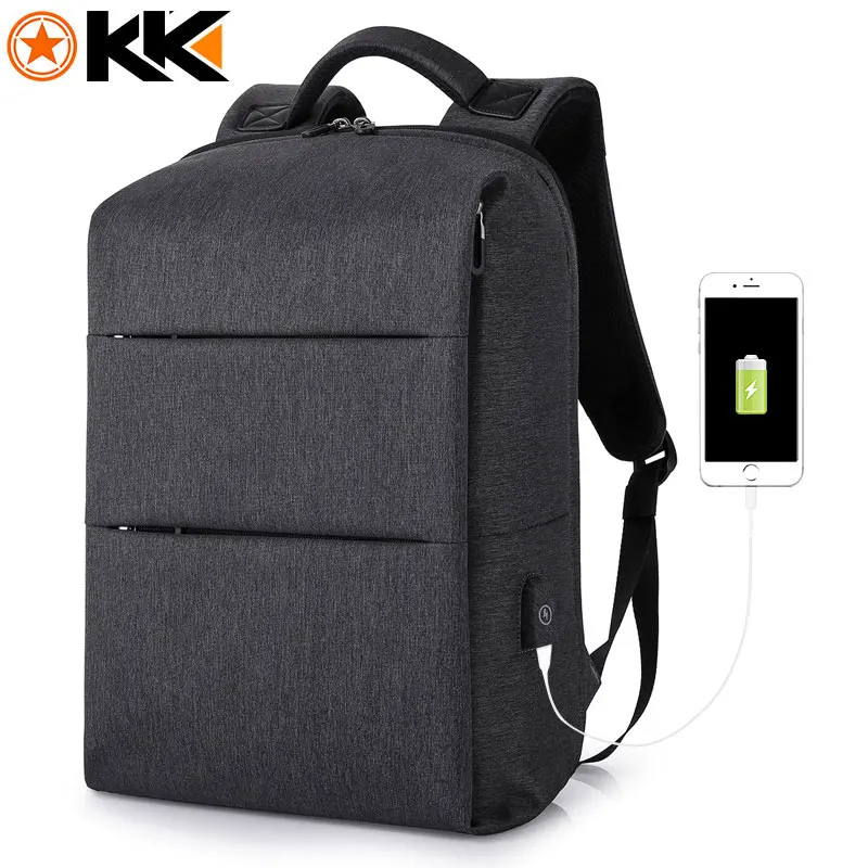 KAKA повседневный мужской рюкзак для ноутбука 15," Mochila, водостойкий рюкзак с зарядкой через USB, мужской школьный рюкзак для подростков wo для мужчин - Цвет: Black