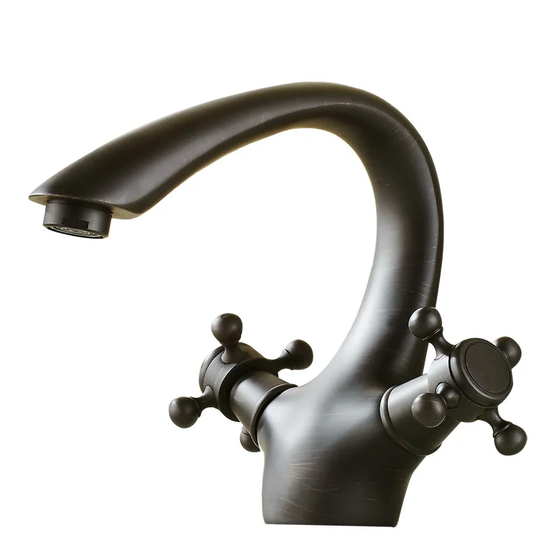 AUSWIND Classical Bathroom Faucet Black Surface Solid Brass Bathroom Lavatory Water Tap Mesa Mounting 2112k