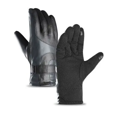 SUOGRY мужские зимние теплые перчатки Смартфон с использованием перчаток ветрозащитные перчатки для вождения для мужчин, осень, зима черные кожаные перчатки - Цвет: gray 5