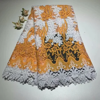 

Nice african french guipure cord lace fabric embroidery lace fabric african lace fabric 2019 high quality lace with beads YYZ08