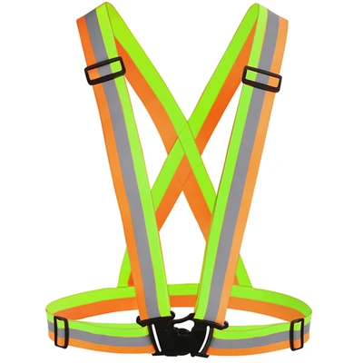 Светоотражающий жилет безопасности с ремнем высокая видимость Безопасность Светоотражающие эластичные полосы жилет пояс для бега велосипеда - Цвет: orange green
