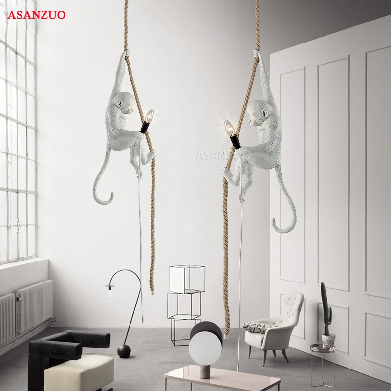 Простой дизайн, подвесной светильник с обезьяной из смолы для дома, гостиной, кабинета, бара, ресторана, персонализированная Подвесная лампа E27