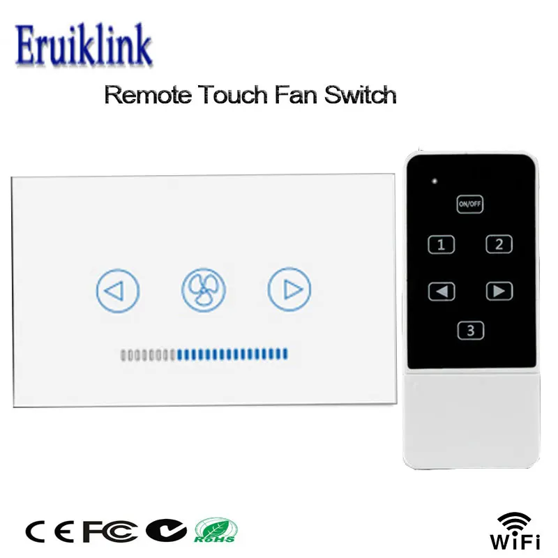 Eruiklink AU/US Роскошные переключатели для вентиляторов белая Хрустальная стеклянная