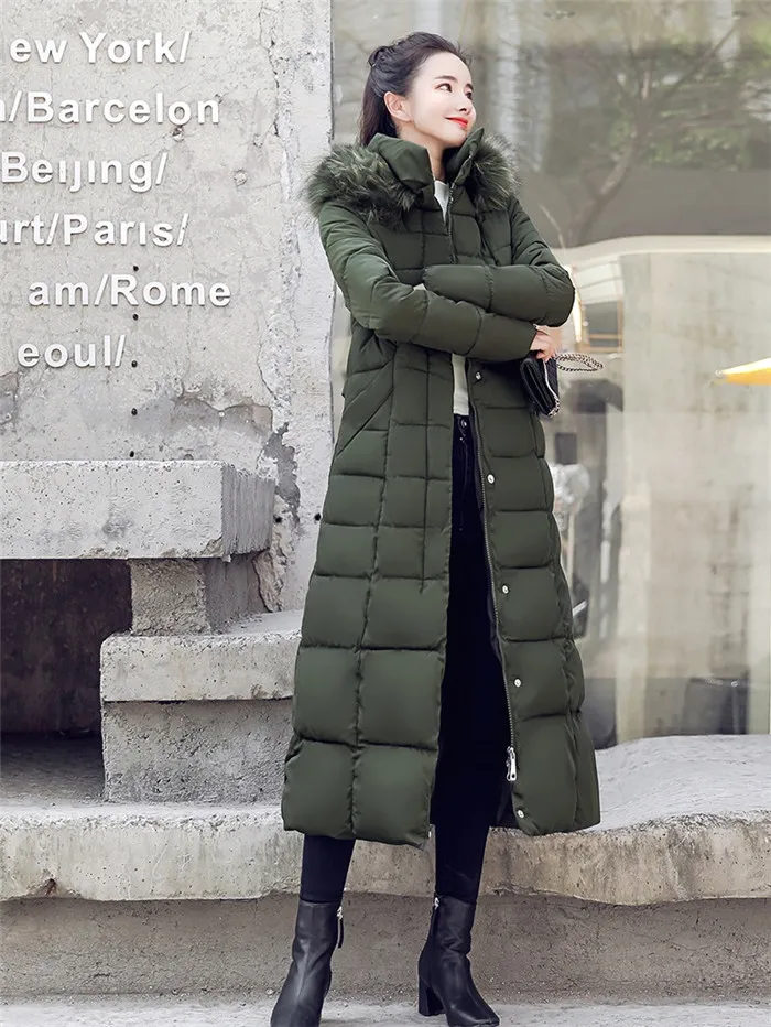 Плюс размер 2019 зимняя хлопковая куртка Женская Повседневная модная длинная толстая теплая парка тонкая хлопковая стеганая теплая верхняя