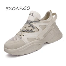 EXCARGO/мужские кроссовки на платформе; коллекция года; мужская повседневная обувь на высоком не сужающемся книзу массивном каблуке; кроссовки для мужчин; черные, белые туфли; 44