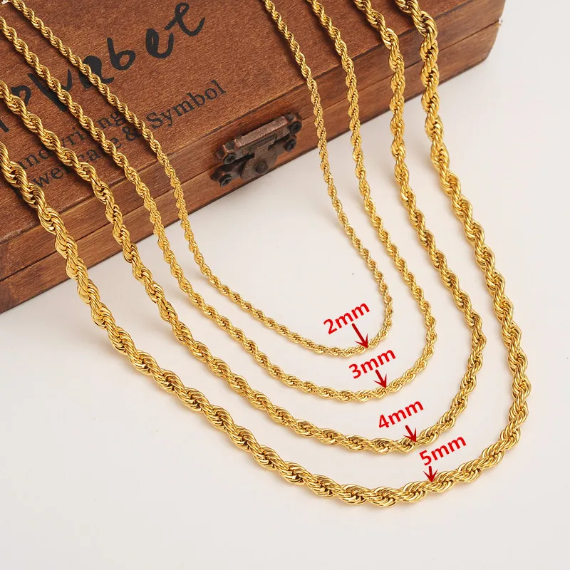 Цепочка для мужчин и женщин ожерелье под золото 24 К аксессуары|gold rope chain|necklace chainrope