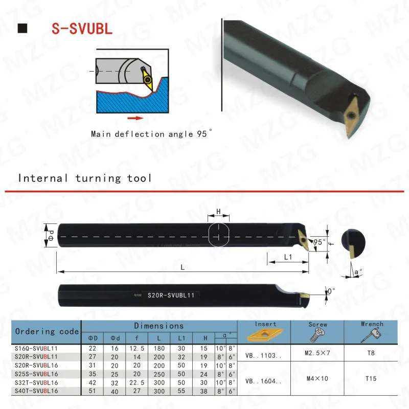 ZIYI 96/°S16Q-SVXBL11 Index Internal Lathe Turning Holder For VBMT Inserts