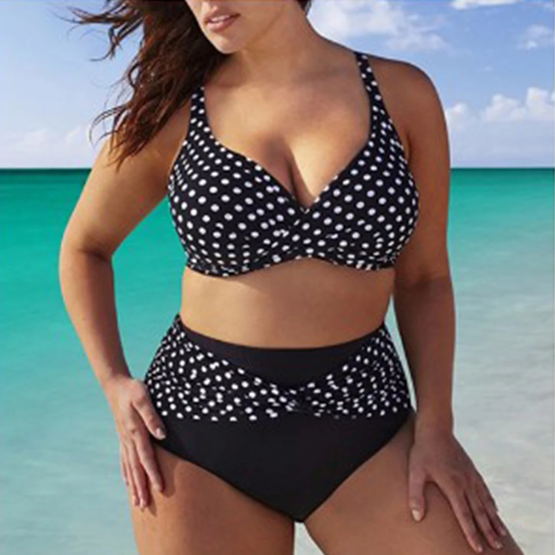 

2018 Sexy Female S-6XL Plus Size High Waist Bikini Women Swimwear Push Up Bathing Suit Polka Dot Biquinis Summer Beach Wear
