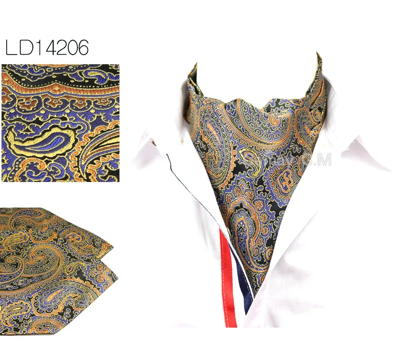Для мужчин винтаж Кешью цветочный свадебный формальный галстук Ascot резинка для волос самостоятельно британский джентльмен полиэстер тканые шеи галстук Люкс - Цвет: LD14206