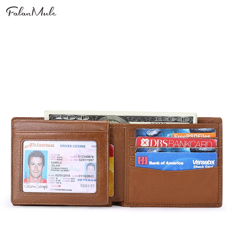 Falan Mule 2019 Новый бумажник Rfid из натуральной кожи карты случай Бизнес Короткие