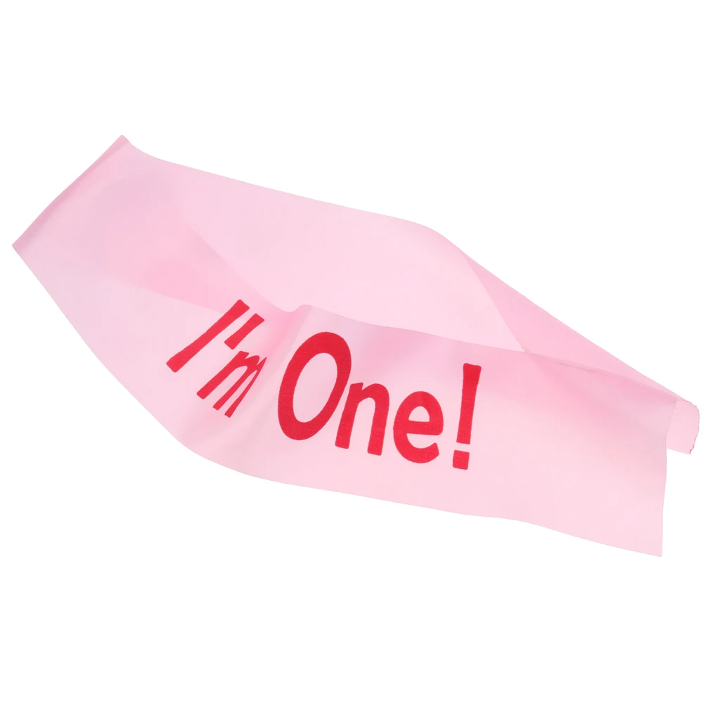 Cute I am One Satin Sash Baby Boy Girl First Birthday Decoration for Baby Shower Wedding Party Decoration Supply Gift Present