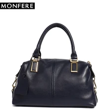 

MONFERE fashion genuine leather bags women top-handle Boston shoulder bags female casual pillow hobos soft Large crossbody bag
