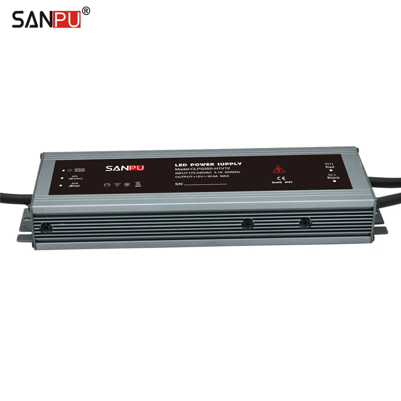 SANPU 12 V источник питания водонепроницаемый IP67 250W 230V 220V AC к DC трансформатор