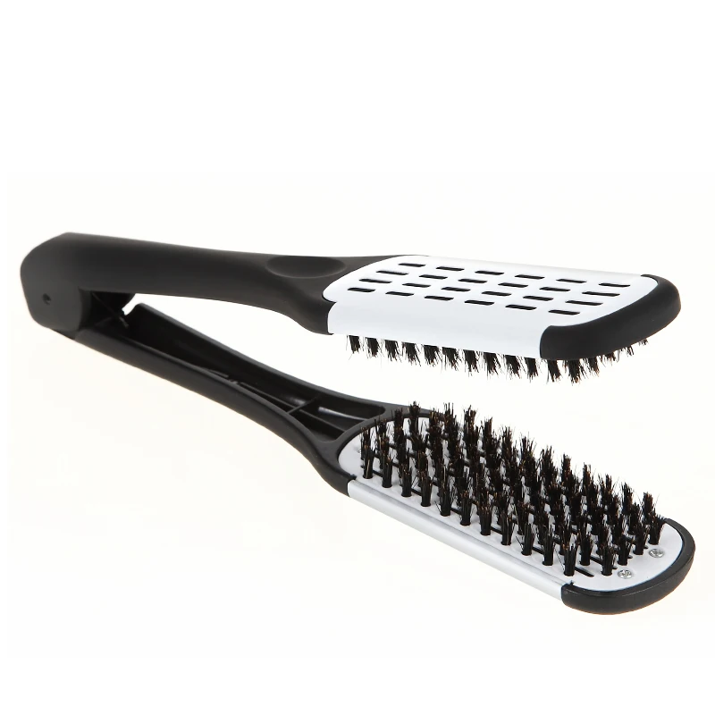 

Ceramic Hair Straightening Double Brushes V Shape Comb Clamp Hairdressing Straightener Not Hurt Styling Tools