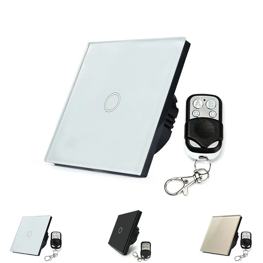 

EU Standard Wireless RF433 Remote Control Smart Switch 1/2/3 Gang 1 Way Light Wall Touch Switch Panel 110-240V Smart Switch