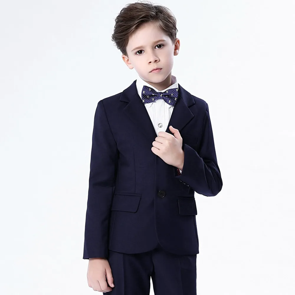 Новые модные красивые Для детей мальчиков Show красочные костюмы для торжественных случаев пальто+ брюки+ галстук-бабочка+ рубашка комплект