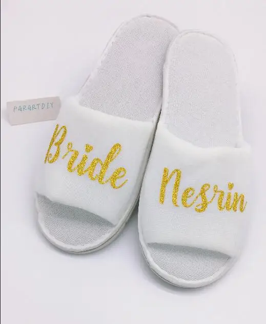 

personalized Wedding Slippers,wedding Bride&Bridesmaid name Slippers,Bridal Party Slippers.Bachelorette party favors