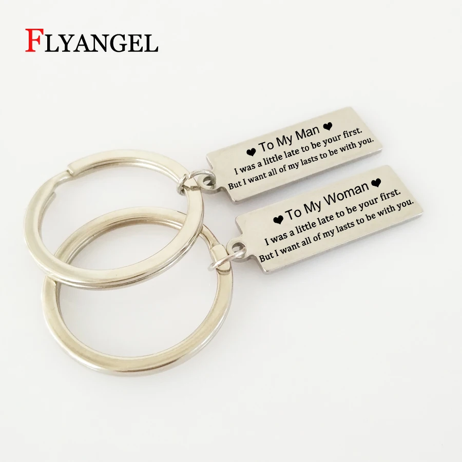 

1Pair Couple Keychain I want all of my lasts to be with you Key Chains Husband Wife Gift for Car Bag Charm Accessories Jewellery