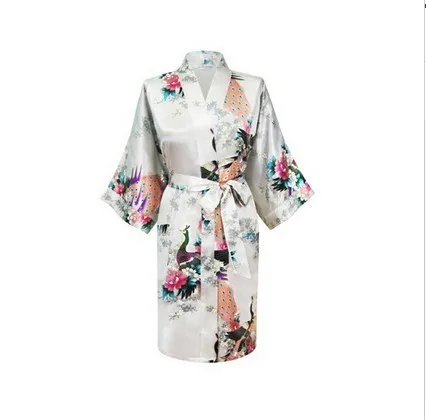 Лавандовое модное женское кимоно Павлин банный халат ночная сорочка халат юката ночное белье карман с поясом S M L XL XXL XXXL