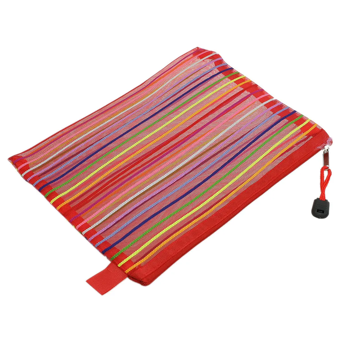 10 шт. красочный полосатый узор Красный нейлон молния застежка A5 файла, папки, сумки