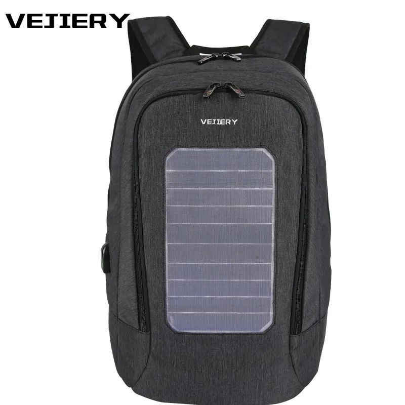 

VEJIERY Brand Solar Energy 15.6'' Men Laptop Backpack External USB Charge Antitheft Computer Backpacks Male Waterproof Bags