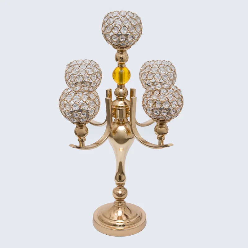 wedding candelabra Gold 5 heads candle holder 52cm Tall Table
