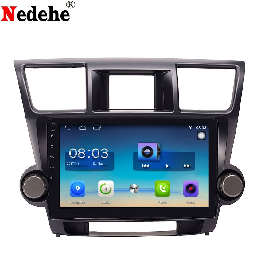 

Nedehe 10.1 inch 2G+32G Android 8.0 car dvd gps navigation for Toyota Highlander 2008 2009 2010 2011 2012 car radio stereo