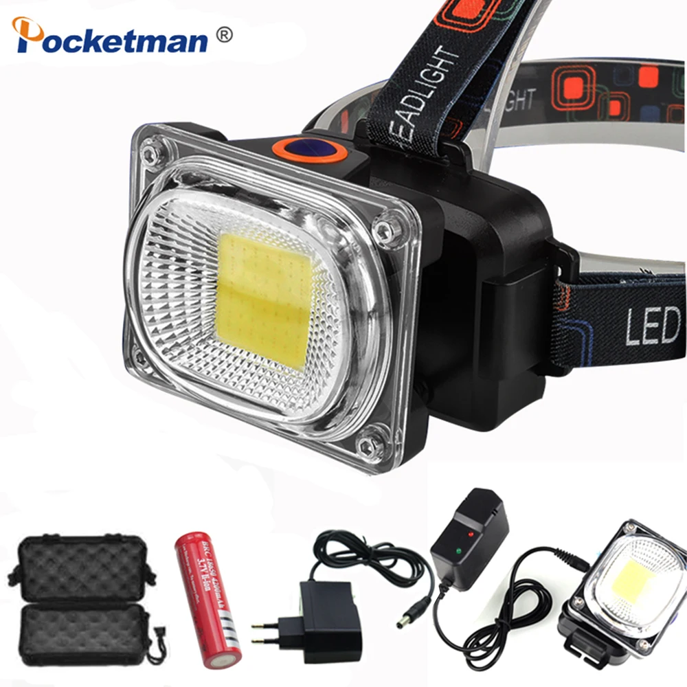 New 8000LM Powerful COB LED Headlight DC Rechargeable Waterproof