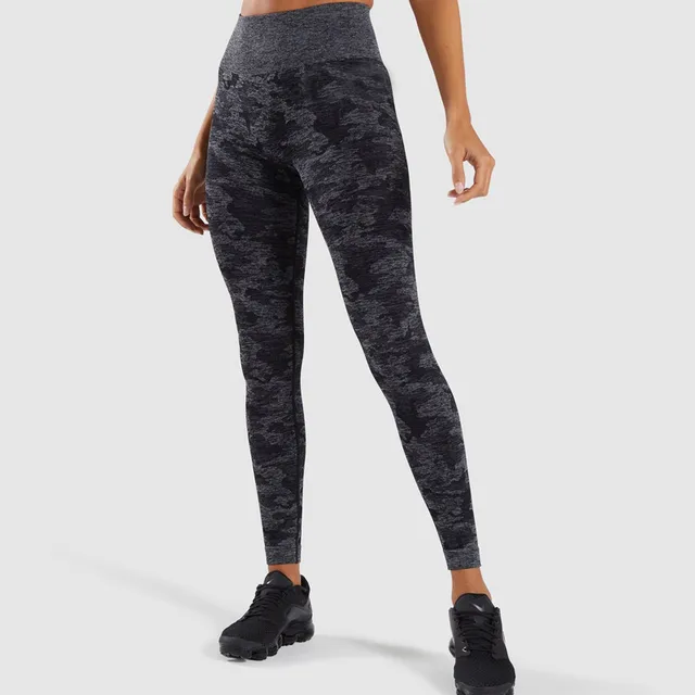 Black Camo Leggings Women High Waist Camouflage Running