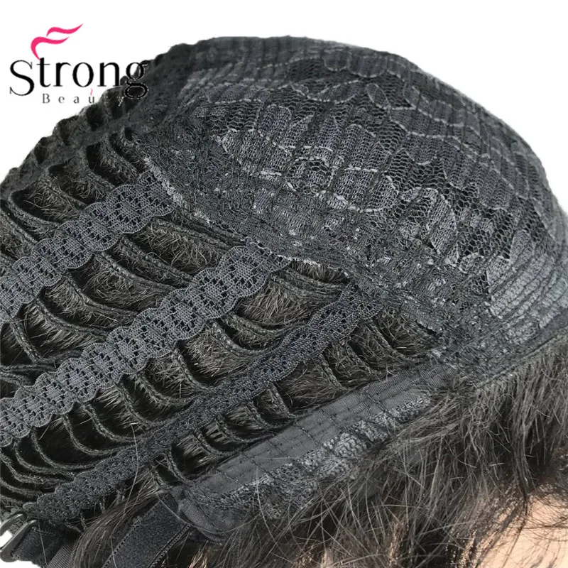 StrongBeauty черный короткий мужской парик Синтетический Полный парик для мужчин